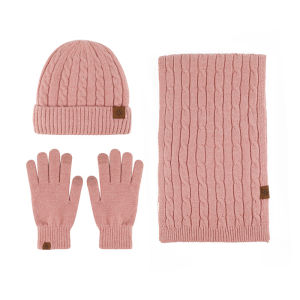 3 Piece Winter Knit Hat Scarf Glove Set Cold Resistant Thickened for Men and Women