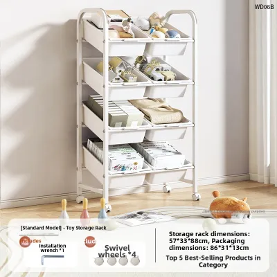 Toy Storage Rack Multi-layer Snack Shelves Home Living Room Mobile Organizing Cabinet