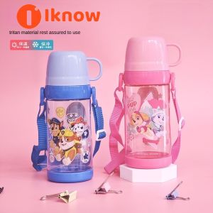 I know PAW Patrol Themed Tritan Plastic Kids Water Bottle with Strap - Portable & Durable for School Use