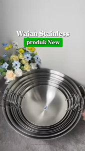 QIN AI Wajan Masak  36-60CM - Stainless Food Grade - Tebal Kokoh & Anti Lengket || Wajan Stainless Premium Anti Karat – Ukuran 36–60 cm || Wajan masak stainless panas merata