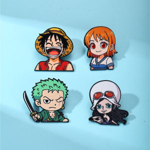 4Pcs One Piece Anime Enamel Pins Luffy Zoro Nami Robin Brooches for Backpacks Hats Clothes Lapel Badges Collectible Gift