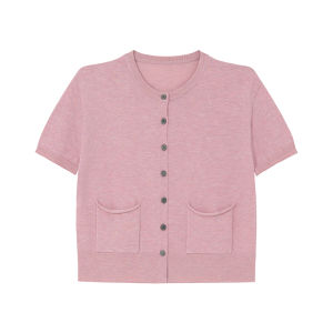 NIHAOKANONG | Áo Cardigan Knit Cổ Tròn Cơ Bản Cho Mùa Hè