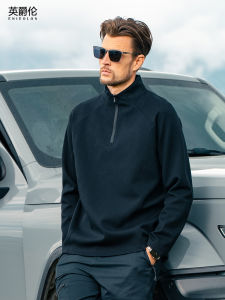 Enjeolon | Fleece Thicken Heavyweight Half Zip Stand Collar Sweatshirt