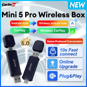 New Mini 5 Pro CarlinKit 5.0 Android Auto CarPlay 2In1 Wireless Adapter Online Upgrade BT WiFi Auto Connect CarPlay Smart Ai Box