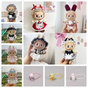 Nanafine【🚀Thai Shipping】(ไม่รวมตุ๊กตา) 👚 1 / 2pcs ชุดตุ๊กตา Labubu เท่านั้น Labubu v2 / v1 17cm Keyfob เสื้อผ้า Labubu Macaron Kawaii กระโปรงน่ารัก Labubu Bottle Accessories