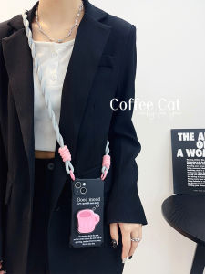 สายสะพายไหล่แบบสะพายข้างพร้อมสายรัดสำหรับโทรศัพท์มือถือ Apple 14 แบบซิลิโคนป้องกันการตกหล่น ดีไซน์ญี่ปุ่นและเกาหลีใต้