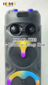 HOMO 8813 Big Speaker Bass Party Speaker with Dual Microphone Vocal Cancel TWS LED Lights