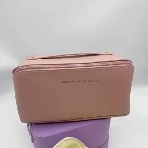 ViRYN Women PU Leather Makeup Organizer Bag With Large Capacity Cosmetic Travel Pouch Bag