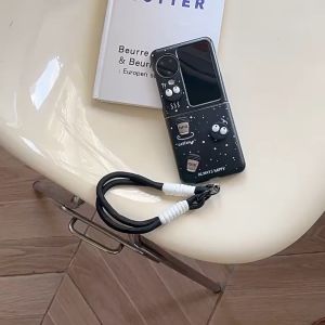 เคสโทรศัพท์มือถือสำหรับ OPPO Find N3 Flip และ Find N2 Flip เคสด้านเทียบราคายุกินดำ ประดับคุกกี้และแก้วกาแฟ สุดน่ารัก ราคาถูกต้อง