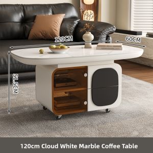 YIYOU | Creamy Minimalist Living Room Coffee Table Portable Rock Plate