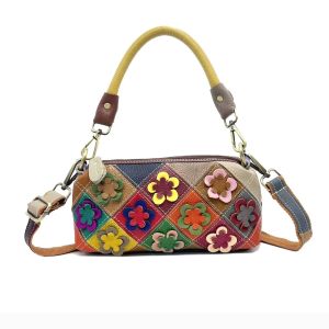 BeeGreen ผู้หญิงกระเป๋าสะพายหนังใบเล็กจริงหลากสีกระเป๋าแบบหนีบแขนแฟชั่นลายดอกไม้กระเป๋าสะพาย