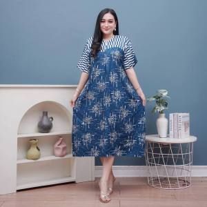 Daster Jumbo Lengan Pendek Busui Bumil Resleting Depan LD 120  Baju Santai Dress home Rayon Halus Murah kekinian