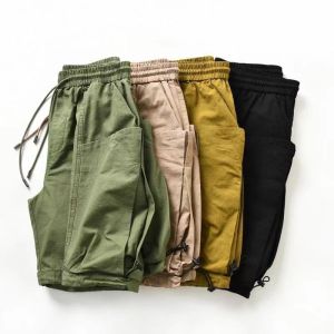 Quick Dry Ice Silk Workwear Shorts Mens Summer Casual Five-Quarter Loose Straight Leg Sporty Pants Japanese Functional Style