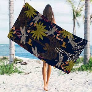 Deer Dragonfly Jungle Art Quick Drying Microfiber Beach Towel Lightweight for Swimming Camping Yoga - Bath Towel