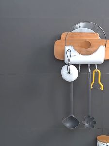 Stick on Wall Holder Cooking Pot Cover Cutting Board Multi Purpose Holder Rack READY STOCK KL HH106