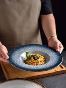 Japanese Style Ceramic Plate Hat Dish Western Dinnerware round Shape Soup Plate Restaurant Dishware Durable Color Glaze