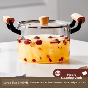 YIHUTEA | Heat Resistant Borosilicate Glass Pot For Direct Flame And Hot Plate Cooking