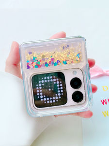 Gold Sand Folding Screen Phone Case with Bracelet Lanyard Anti-Fall Protection for Huawei NovaflipS Soft Shell Luxury Dream Stress Relief