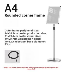 Stainless Steel Floor Standing Advertisement Board Water Slab Support A4 A3 Display Board Notice Board Modern Simple Style