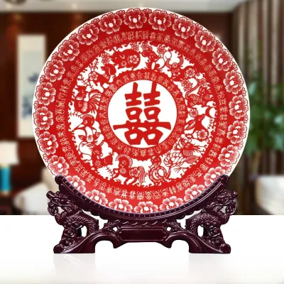 Đĩa Trang Trí Gốm Sứ 10 Inch Giang Tây Trung Quốc Đồ Trang Trí Văn Phòng Đồ Trang Trí Nhà Đĩa Trang Trí Treo Đồ Trang Trí Thủ Công