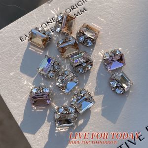 2025 Mới Nước Hoa Nails Pure Handmade Diamond Flashing Square Sugar Diamond Ball Nail Art Decorations Long Rectangle Diamond Ball