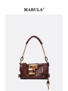 MABULA | Trendy Lock Design Vintage Minimalist Shoulder Bag
