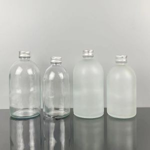 Small Mouth Glass Bottle Transparent Frosted Aluminum Cap Salt Water Bottle 280ml Beverage Milk Tea Sealed Subpackage Glass