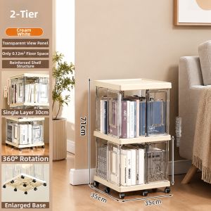 MEIZHUFU | Rotatable Acrylic Bookshelf Storage Cabinet