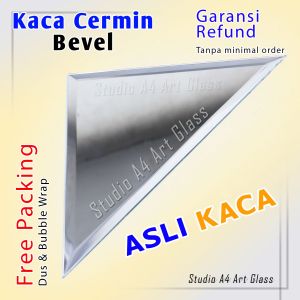 Kaca Cermin bevel 20 X 20 cm tebal 5 Mili kaca tempel cermin estetik kaca moulding kaca hias