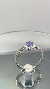 Gr Jewel แหวนเงิน925 ฝังcz 12 เม็ด Stone Tanzanite 4. mm. Grr077
