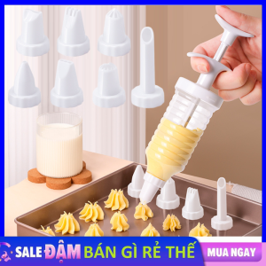 Bộ Ống Kèm Đui Bắt Kem Bánh Quy 8 Món Tiện Lợi - Đuôi Bắt Bông Kem 3D Trang Trí Bánh Ngọt Dụng Cụ Làm Bánh Đa Năng / Ống Bơm Làm Bánh Kèm 8 Đui Tạo Hình Tiện Dụng