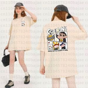 Crayon Shin chan T-shirt Womens T-shirt Pattern Cartoon T-shirt Summer Short sleeved Anime Street Top Womens T-shirt