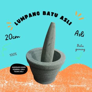 Lumpang batu asli 100% satu set / lumpang bubut batu asli termurah