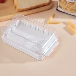 Butter Cutting Box Transparent Cheese Keeper Cutter Food Storage Kitchen Slicer Tray Container Storage Box Plastic Elegant and Durable Transparent Cover Covered Perfect Dish Container For Your Pantry TH