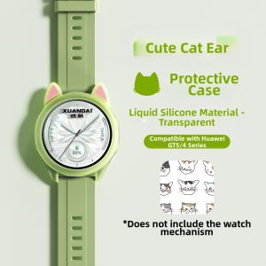Cute Cat Ear Silicone Protective Cover Full Package Soft Band for Huawei Watch GT5 GT4 Smartwatch Band Case 41mm New Model