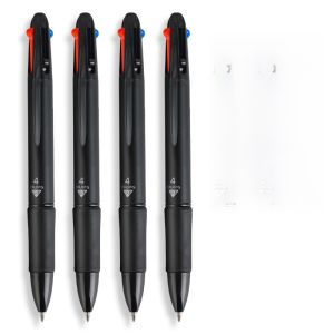 Deli Four-Color Ballpoint Pen Multi-Color One-Push Core Integrated Colorful Multifunctional Black Red Green 4 Colors One Neutral Pen