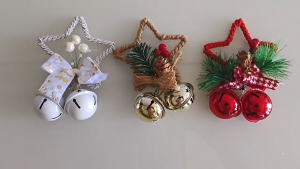 Jingle Bells Star Ornament Pasko Christmas Tree Hanging Decor DIY Bow Window Display