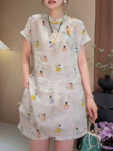 Shalldoer | Fashionable Print Short Sleeve Womens Set Summer New Chinese Style Casual Shorts Two-Piece Suit Trendy Comfortable Clothing