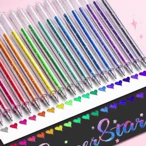 8/12/18 Color Glitter Gel Pen 1.0mm Metal Glitter Color Ballpoint Pen Paper Cardstock Diary Drawing Marking Coloring DIY Art