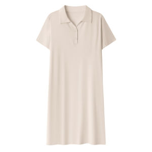 MiiOW | ชุดนอนผ้าไหมคอตตอนสำหรับผู้หญิง ฤดูร้อน 2025 ใหม่ แขนสั้น กระโปรงยาวปานกลาง สีพื้น ใส่ไปงานปาร์ตี้ได้