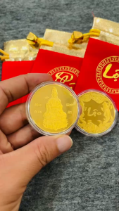 Xu Phật Quan Âm Mạ Vàng Bình An May Mắn Kèm Túi Gấm Đỏ  Chủ Phúc Hoăc Lộc Phong Thủy May Mắn