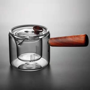 🔥品质 精选🔥High temperature resistant glass filtering tea pot health pot side handle tea po耐高温玻璃过滤泡茶壶养生壶侧把茶壶煮茶器花茶壶茶具套装冲茶器03 15