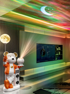 ZHISHUGE | Projection Starry Sky Grizzly Bear Statue Large Floor Model