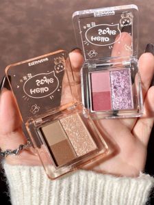 Compact Three-Color Matte Eyeshadow Palette Shiny Purple Daily Light Makeup Natural Earth Tone Beauty Enhancing Waterproof Sweatproof Long-lasting