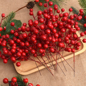 เครื่องประดับคริสต์มาสผลไม้เทียมเบอร์รี่คริสต์มาสโชคลาภผลไม้ปีใหม่ผลไม้สีแดงโฟมสำหรับของตกแต่งบ้านคริสต์มาส