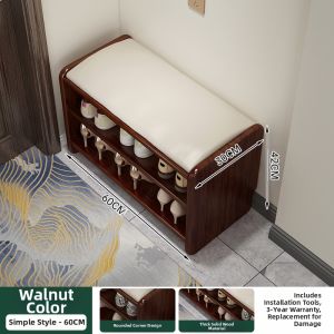 CHUJUN | Soft Padded Shoe Changing Bench with Storage Full Solid Wood