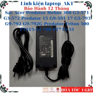 Sạc Acer Predator Helios 300 G3-571 G3-572 Predator 15 G9-591 17 G5-793 G9-792 G9-792G Predator Triton 500 PT515-51 700 PT715-51 Sạc Acer 19.5V-9.23A-180W chân đỏ tim