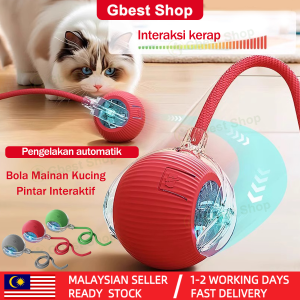 Gbest Automatic Cat Toy Ball Smart Interactive Kitten Play with Motion Sensor USB Rechargeable Chew-Proof Safe Material Imitates Mouse Tail for Training Mainan Kucing Auto Bola Kucing Pintar USB Caj Semula 电动逗猫球