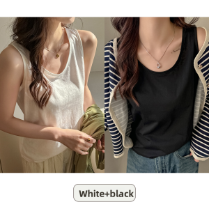 MiiOW | Cat Lady Loose U-Neck Vest Strap Womens Inner Wear Summer Thin Simple Solid Color Top Outerwear Anti-Light Walking