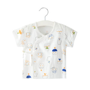 Bamboo Fiber Gauze Baby Sleepwear Short Sleeve Monastic Style Summer Clothes for Newborn And Toddler Boys And Girls